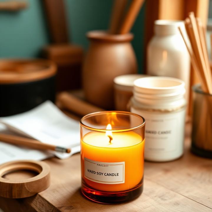 Hand-poured soy candle with a wooden wick