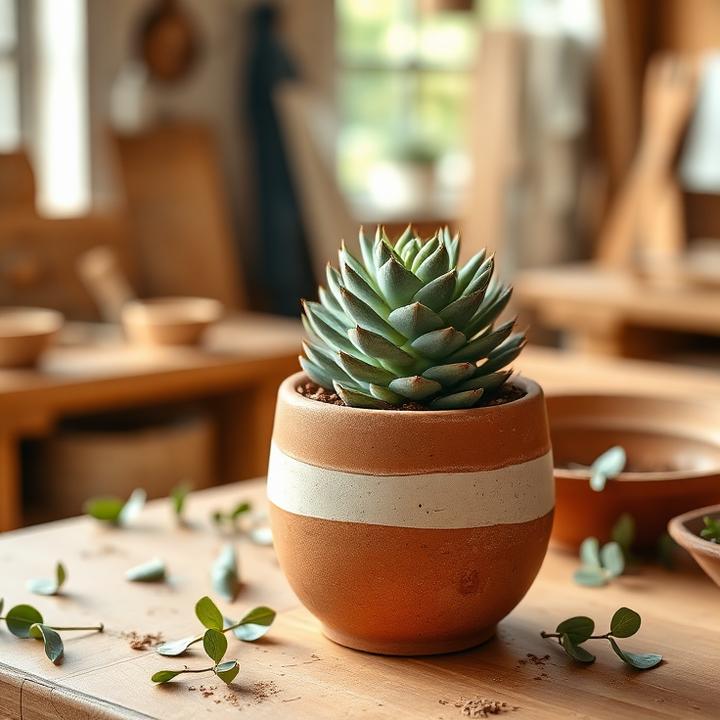 Succulent plant in a hand-thrown terracotta pot