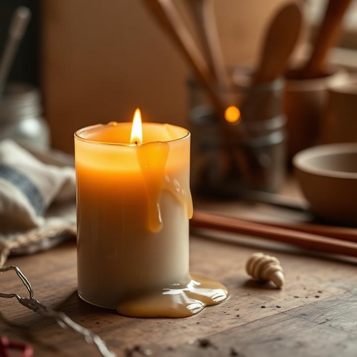 Wax drips from a half-made candle